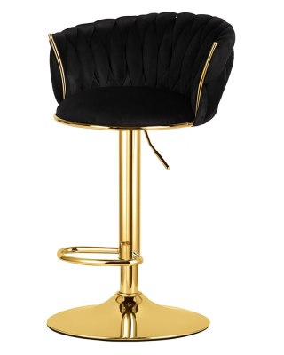 Hoker Welurowy Czarny Regulowany Obrotowy Złote Nogi Oskar