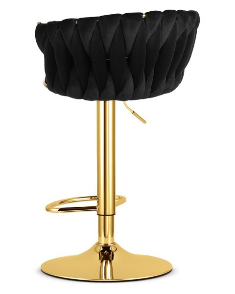 Hoker Welurowy Czarny Regulowany Obrotowy Złote Nogi Oskar