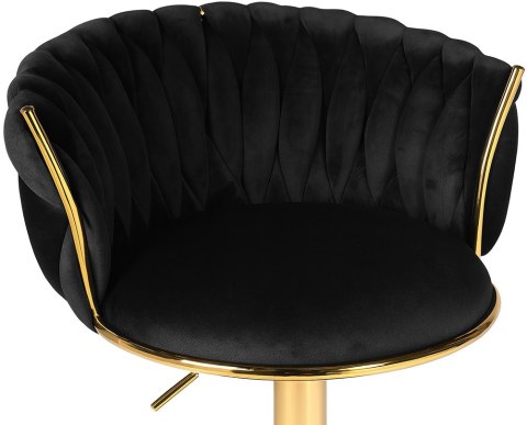 Hoker Welurowy Czarny Regulowany Obrotowy Złote Nogi Oskar
