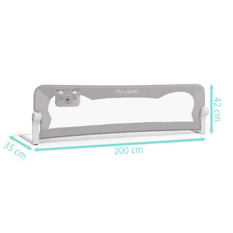 Osłona Zabezpieczająca Barierka na Łóżko 200 cm Nukido Szara