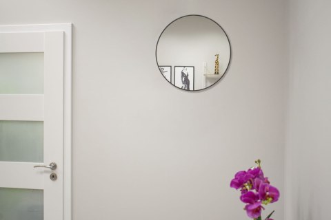 Lustro Okrągłe 50 Cm Loft Czarne Metalowa Rama Oskar
