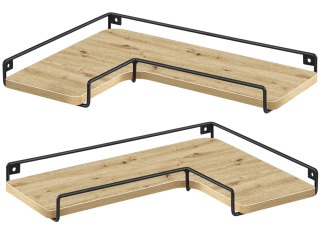 Półka Wisząca Loft Dąb Artisan Czarna Stal 40 Cm Oskar