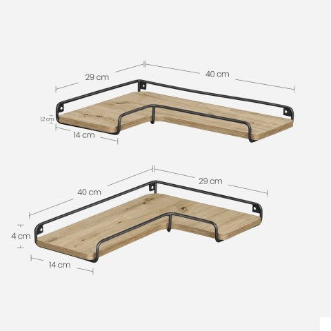 Półka Wisząca Loft Dąb Artisan Czarna Stal 40 Cm Oskar