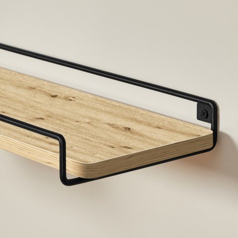 Półka Wisząca Loft Dąb Artisan Czarna Stal 40 Cm Oskar