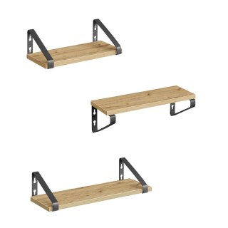 Półki Wiszące Dąb Artisan Loft Zestaw 3 Sztuki Oskar