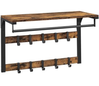 Półka Wisząca Loft Z Wieszakami Rustykalny Brąz Oskar