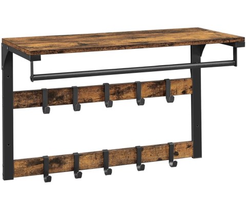 Półka Wisząca Loft Z Wieszakami Rustykalny Brąz Oskar