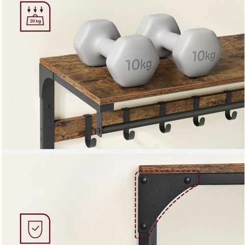 Półka Wisząca Loft Z Wieszakami Rustykalny Brąz Oskar