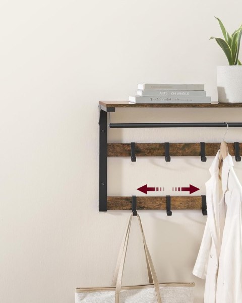 Półka Wisząca Loft Z Wieszakami Rustykalny Brąz Oskar