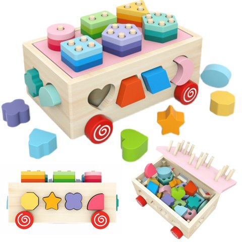 Drewniany Sorter na Kółkach kształty, kolory Drewniany Sorter na Kółkach kształty, kolory