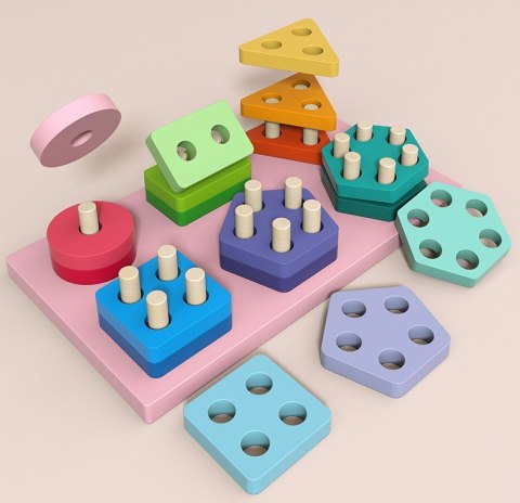 Drewniany Sorter na Kółkach kształty, kolory Drewniany Sorter na Kółkach kształty, kolory