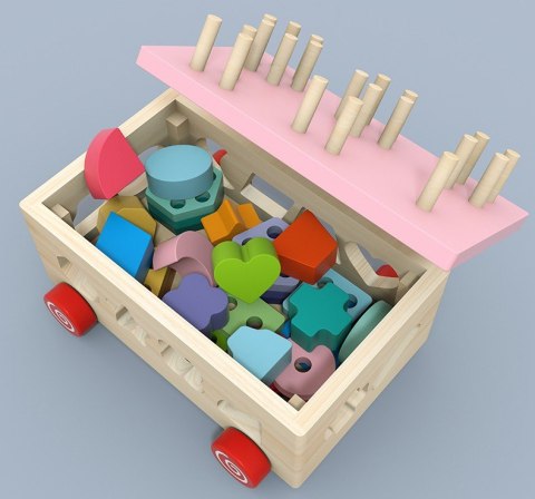 Drewniany Sorter na Kółkach kształty, kolory Drewniany Sorter na Kółkach kształty, kolory