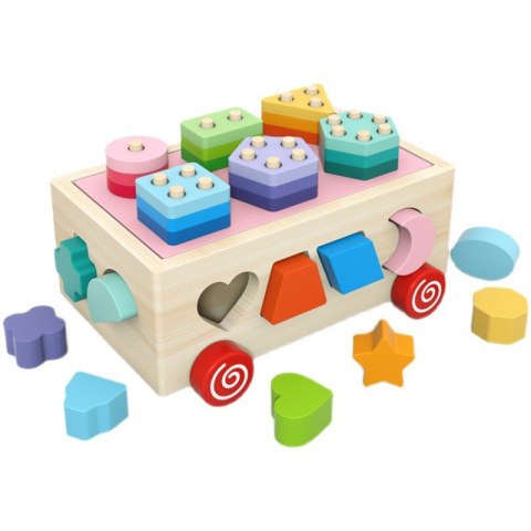 Drewniany Sorter na Kółkach kształty, kolory Drewniany Sorter na Kółkach kształty, kolory
