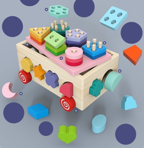 Drewniany Sorter na Kółkach kształty, kolory Drewniany Sorter na Kółkach kształty, kolory