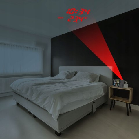 Stacja Pogody Projektor Laserowym Czasu Temperatury Czujnik Zewnętrzny