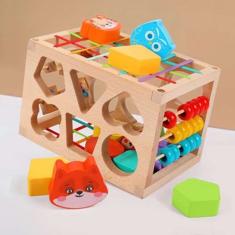 Drewniany Sorter Montessori – 12 Klocków i Elastyczna Kostka dla Dzieci Drewniany Sorter Montessori – 12 Klocków i Elastyczna Kostka dla Dzieci