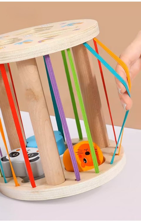 Drewniany Sorter Klocków Montessori Elastyczna Kostka Sensoryczna
