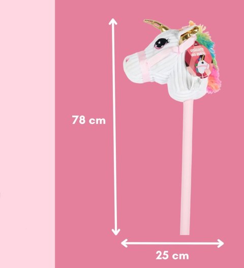 Pluszowa Głowa Konia Jednorożca na Kiju Hobby Horse - Biała Pluszowa Głowa Konia Jednorożca na Kiju Hobby Horse - Biała