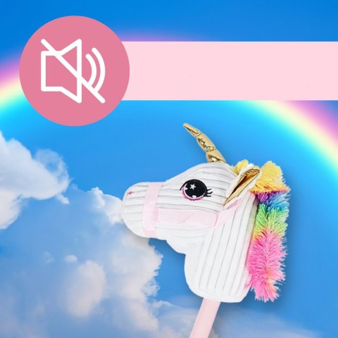 Pluszowa Głowa Konia Jednorożca na Kiju Hobby Horse - Biała Pluszowa Głowa Konia Jednorożca na Kiju Hobby Horse - Biała
