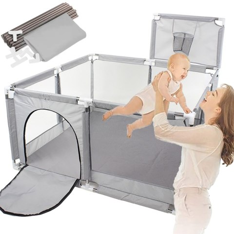 Kojec Dla Dzieci NICEKIDS 125x125 cm – Suchy Basen Z Koszem Kojec Dla Dzieci NICEKIDS 125x125 cm – Suchy Basen Z Koszem