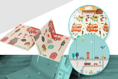 Mata Piankowa Dwustronna Duża Składana 150x200 Miasto NiceKids Mata Piankowa Dwustronna Duża Składana 150x200 Miasto NiceKids