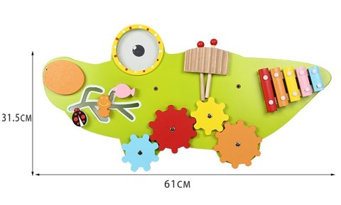 Drewniana Tablica Manipulacyjna Montessori Krokodyl Cymbałki i Labirynt Drewniana Tablica Manipulacyjna Montessori Krokodyl Cymbałki i Labirynt