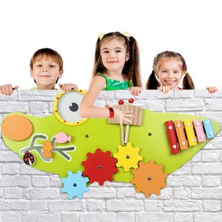 Drewniana Tablica Manipulacyjna Montessori Krokodyl Cymbałki i Labirynt