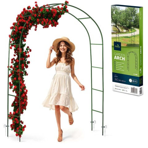 Pergola Ogrodowa Metalowa 240x140 cm Łuk – Plonos, Ciemnozielona