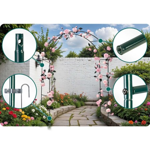 Pergola Ogrodowa Metalowa 240x140 cm Łuk – Plonos, Ciemnozielona