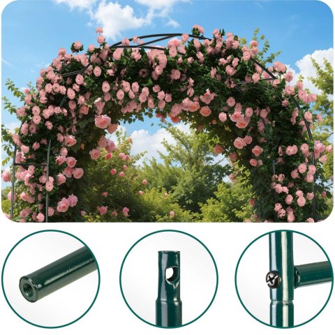 Pergola Ogrodowa Metalowa 240x140 cm Łuk – Plonos, Ciemnozielona