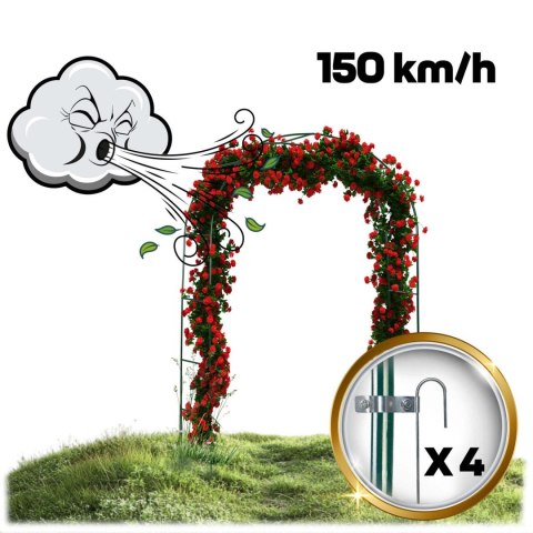 Pergola Ogrodowa Metalowa 240x140 cm Łuk – Plonos, Ciemnozielona