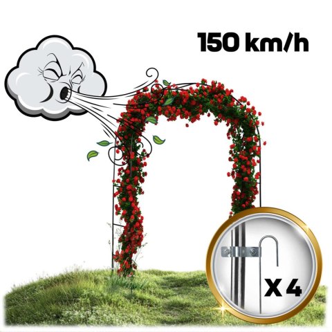 Pergola Ogrodowa Metalowa 240x140 cm Łuk – Plonos, Czarna