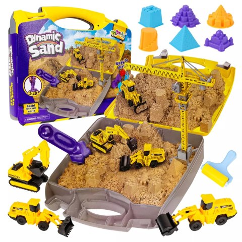 Piasek Kinetyczny 1,5kg Zestaw Budowlany Dla Dzieci - Pojazdy, Dźwig