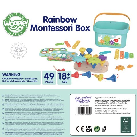 Drewniany Motoryczny Box WOOPIE GREEN Montessori – Zabawka Edukacyjna 12w1