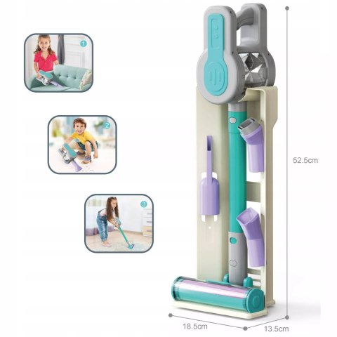 Odkurzacz Dla Dzieci Z Dźwiękiem + Stacja 4 Końcówki 52cm