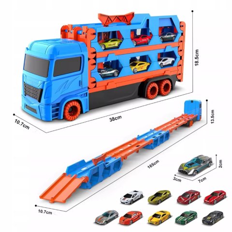 Ciężarówka TIR Rozkładany 7w1 Tor 165cm Laweta Organizer 6 Autek 3+