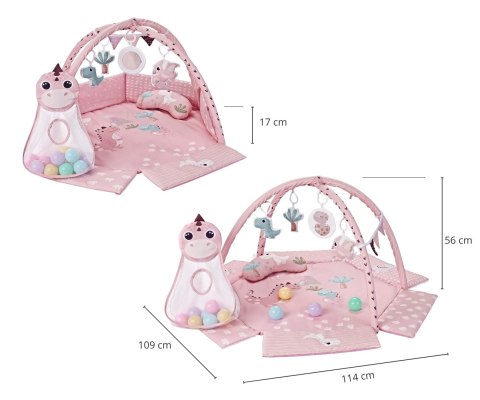Mata Edukacyjna TinyMini Dino Pink Z Piłeczkami 0+