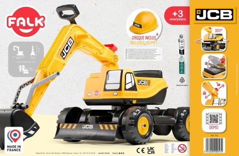 Jeździk koparka FALK JCB dla dzieci kask 360° schowek 3-7 lat