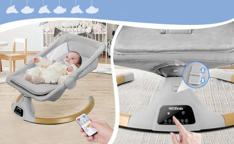 Bujaczek Elektryczny dla Niemowląt NICEkids – Moskitiera, Bluetooth, Pilot Bujaczek Elektryczny dla Niemowląt NICEkids – Moskitiera, Bluetooth, Pilot