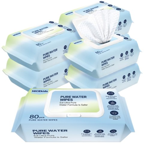 Chusteczki Nawilżane NICEKIDS Pure Water – 99,9% Wody, 480 Sztuk Chusteczki Nawilżane NICEKIDS Pure Water – 99,9% Wody, 480 Sztuk