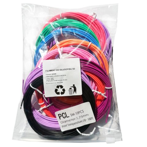 Wkłady PCL Długopis 3D Pen Zestaw 10 x Filamenty 5m kolor 1,75mm Wkłady PCL Długopis 3D Pen Zestaw 10 x Filamenty 5m kolor 1,75mm