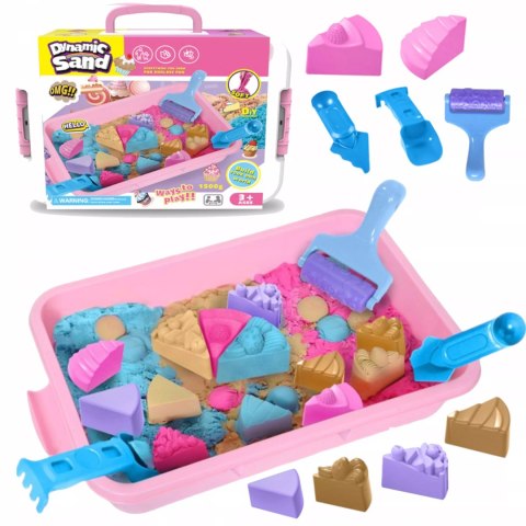 Piasek Kinetyczny 1,5kg Zestaw Cukiernia, Foremki, Babeczki, Walizka 3+