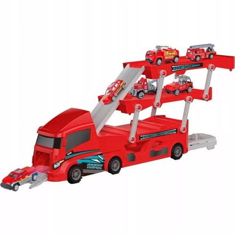 Transporter Straż Pożarna Laweta, Garaż, Rampa 6 Metalowych Autek 3+