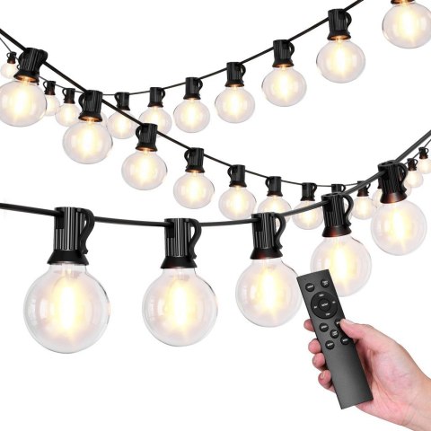 Girlanda ogrodowa LED 15m 25 żarówek E12 2700K IP44 9 trybów