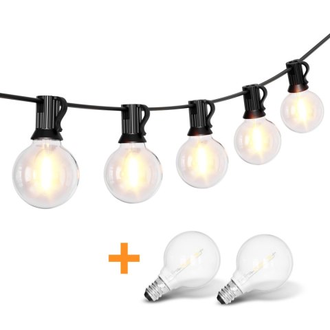 Girlanda ogrodowa LED 15m 25 żarówek E12 2700K IP44 9 trybów