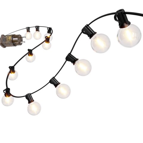 Girlanda ogrodowa LED 15m 25 żarówek E12 2700K IP44 9 trybów