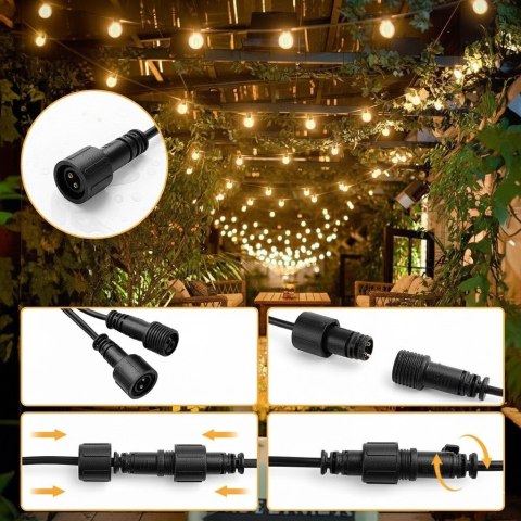 Girlanda ogrodowa LED 15m 25 żarówek E12 2700K IP44 9 trybów