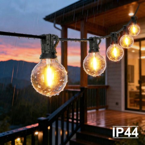 Girlanda ogrodowa LED 15m 25 żarówek E12 2700K IP44 9 trybów