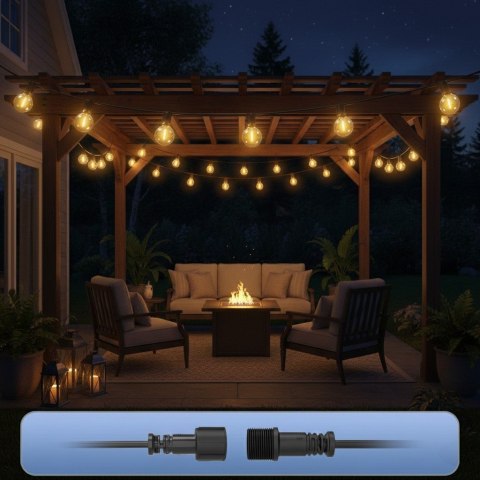 Girlanda Ogrodowa LED 20m 30 Żarówek IP44 Ciepłe Światło