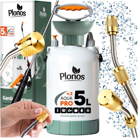 Opryskiwacz Ciśnieniowy Ręczny 5L Plonos – Zielony, 2,76 bar, Lanca 83 cm
